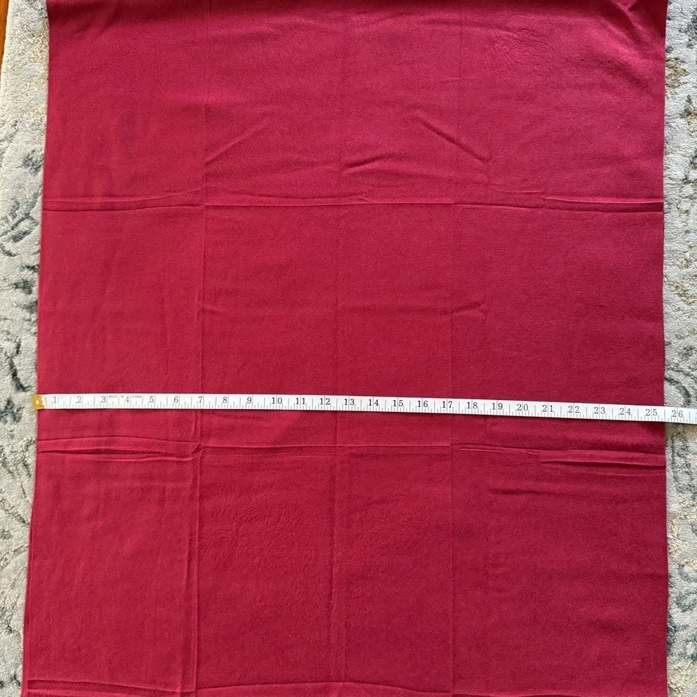 Luxurious Deep Red Fringe Wrap Scarf – 25” x 70”